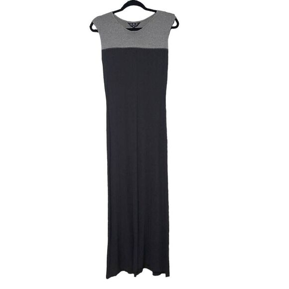 Allen Schwartz knit stretch tank long maxi dress color block black gray women’s - Picture 1 of 7